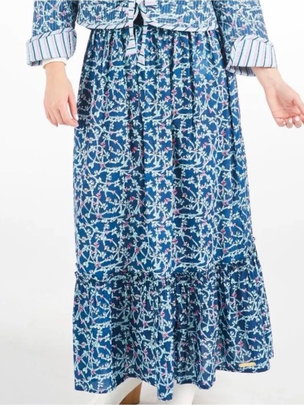 Simply Southern cotton blue bow skirt L